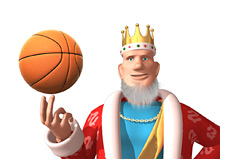 -- King is spinning a basketball on his finger - world is going round and round --