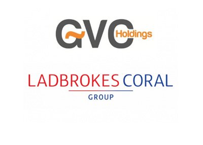 Company logos - GVC Holdings and Ladbrokes Coral Group - White background.