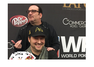 Social media snap of Phil Hellmuth and Mik Matusof after LA Poker Classic 2017.