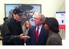 Phil Hellmuth, George Bush and Condi Rice at the opening of the presidential library