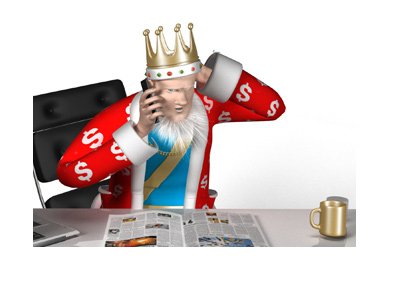 The King is concerned about Australia leaving the online poker market. Reading papers, scratching his head.