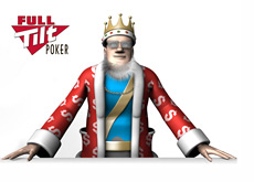 The King is standing next to the Full Tilt Poker logo