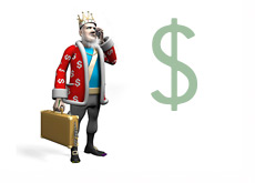 The King is doing the Money Report - Suitcase full of cash - 3d