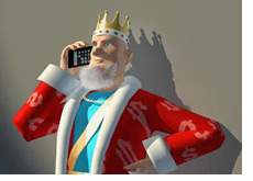 poker king talking to his people on the iphone