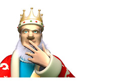 -- King is in the thinking mode - Has a ring on his finger --