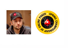 Daneil Negreanu Photo Next to the SCOOP Logo