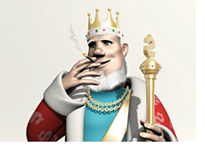 poker king is smoking a cigarette