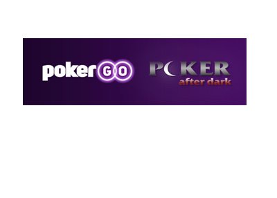 PokerGO and Poker After Dark logos next to one another on top of a purple background.