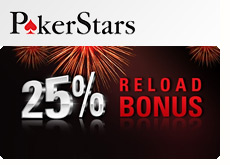 new reload bonus at pokerstars.com 25 percent free