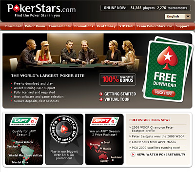 website screenshot - pokerstars.com