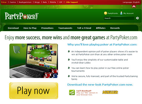 website screenshot - partypoker