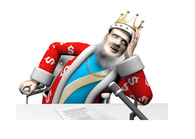 The King is sitting at his office with his head leaning on one hand. Can not believe the news.