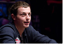 Tom Dwan is happy- Looking up after winning a pot