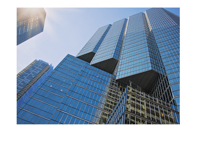 Toronto financial district - Bay Street - Ontario - Blue highrise.