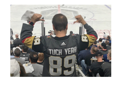 Daniel Negreanu Twitter photo - Tuch Yeah - Las Vegas Golden Knights hockey team supporter.  2018 Playoffs.