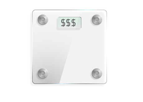 Weight Scale with Dollar Signs - Weight Bets in Poker World - Illustration / Concept